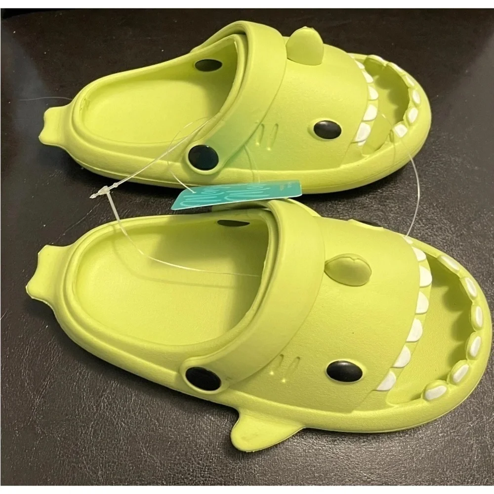 Toddler Slides Sandals Water Shoes Green Shark Monster Size 11